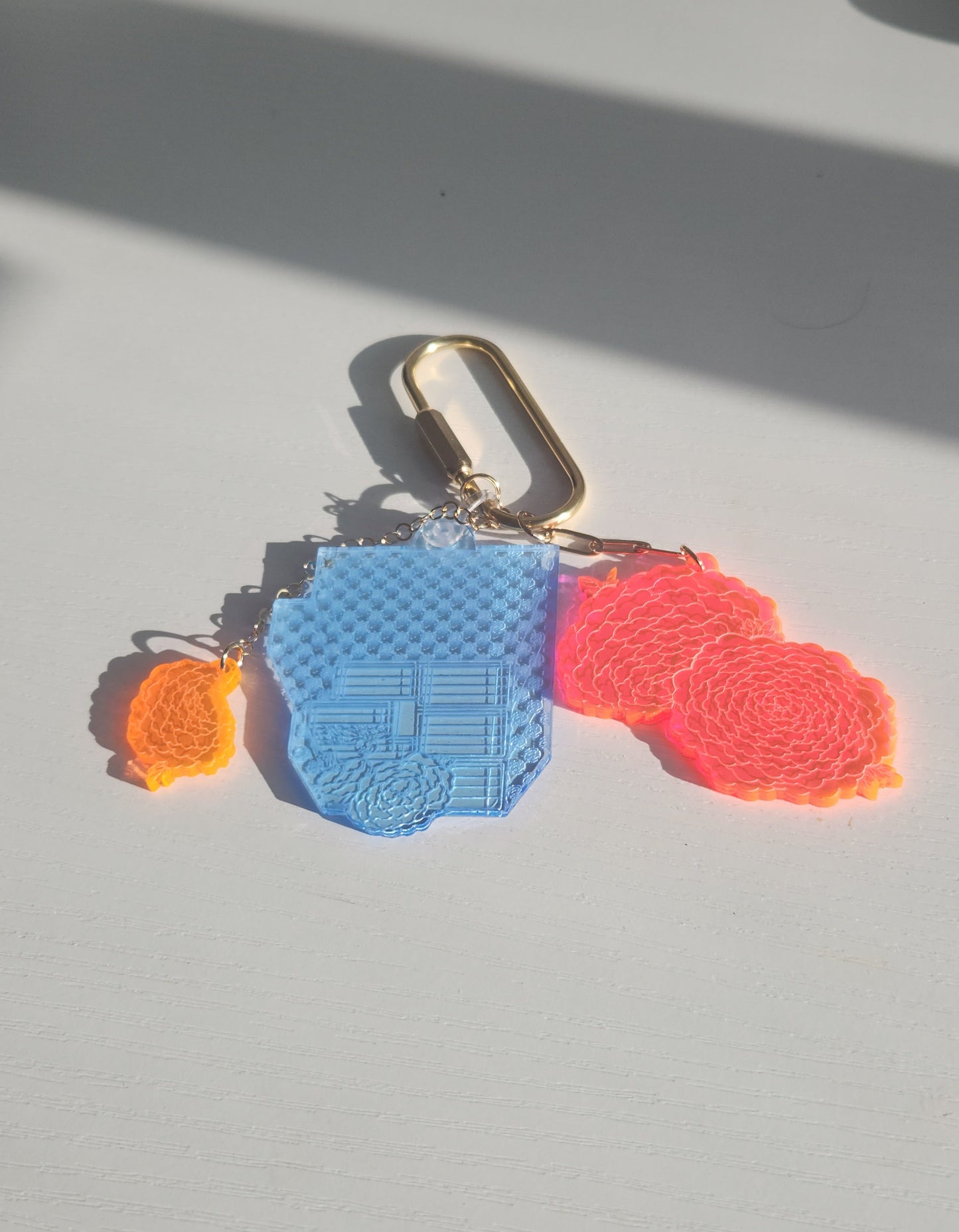 Key Ring, Bag Charm Magic Book_Peonies